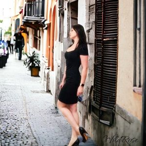 Zac Posen Black Textured Darted Pencil Dress SZ 8